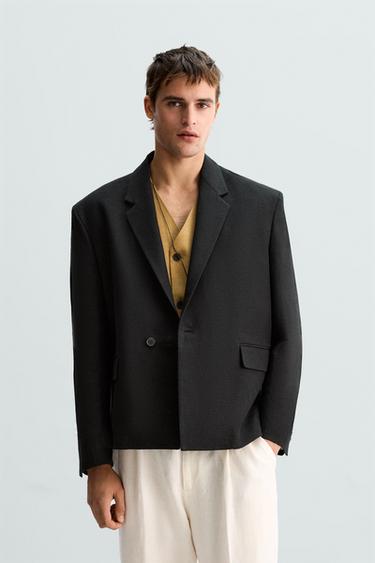 LIMITED EDITION LINEN/COTTON SUIT BLAZER - Black by Zara