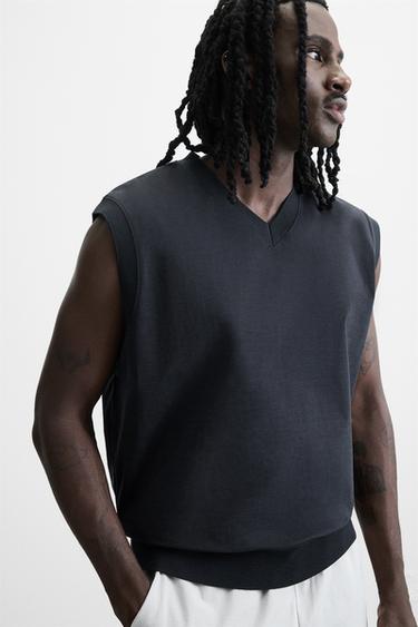 Zara TECHNICAL TANK TOP - Navy blue