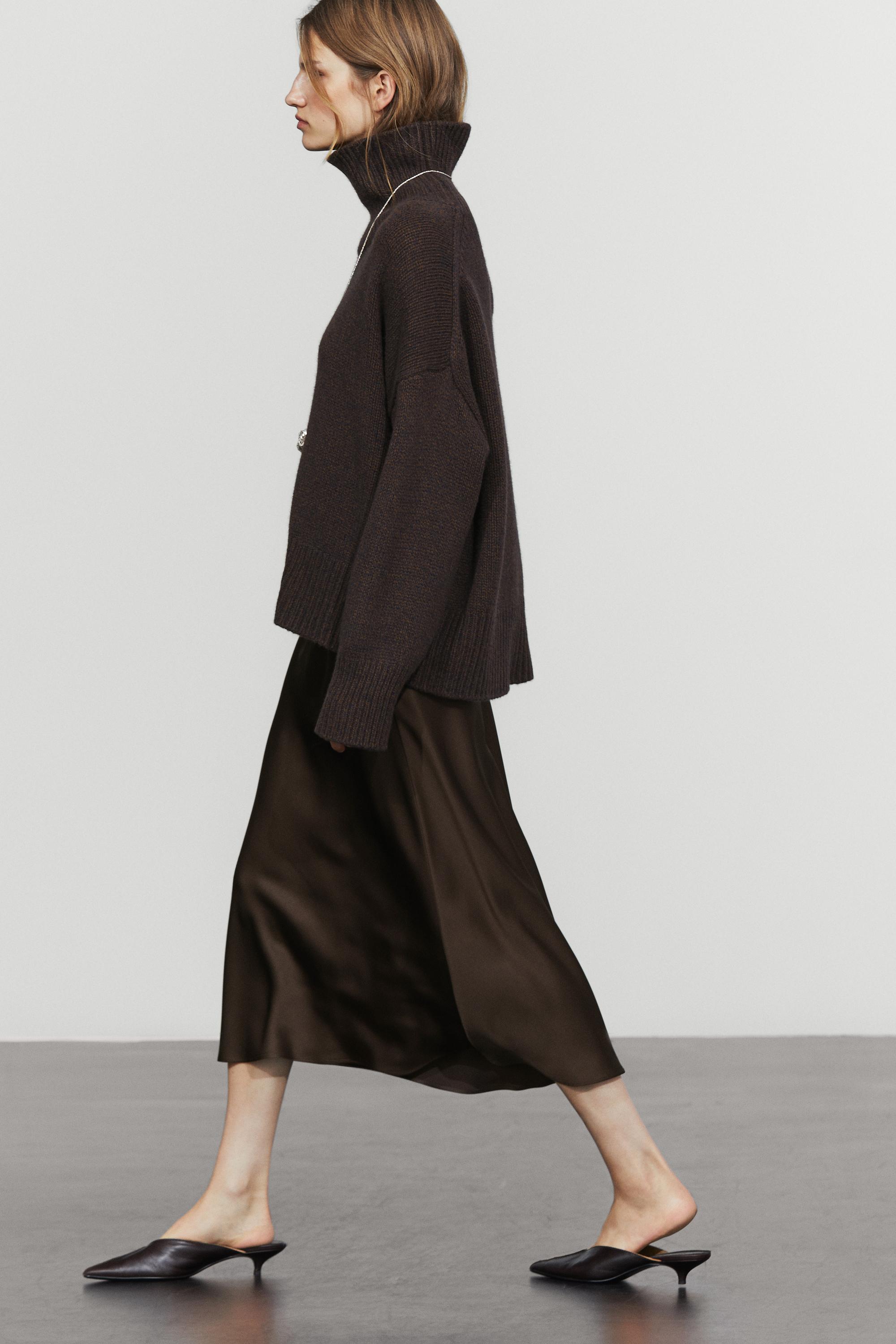 Satin midi skirt