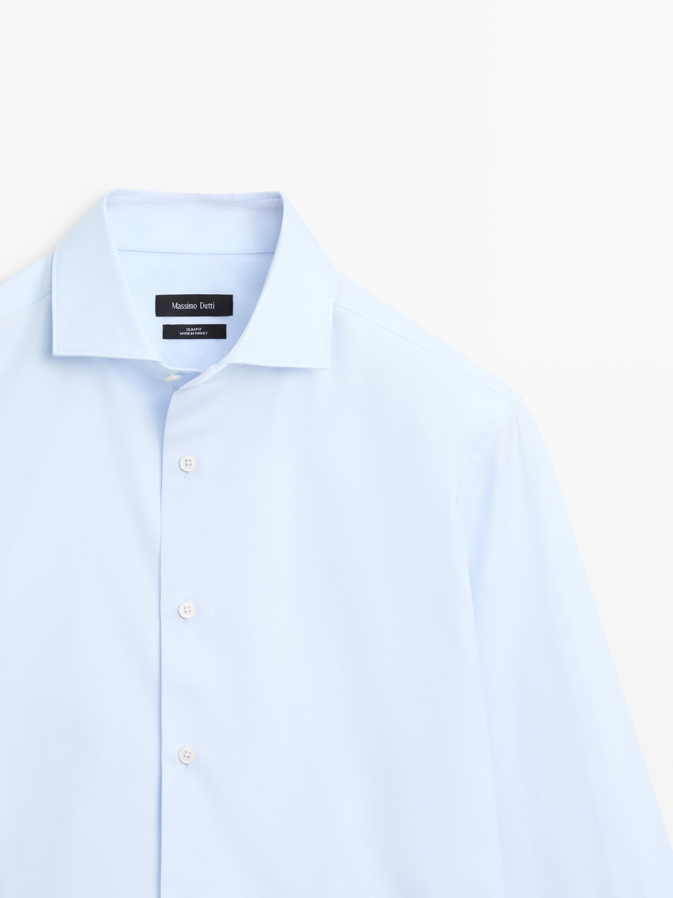 Slim fit 100% cotton shirt - White | ZARA United States