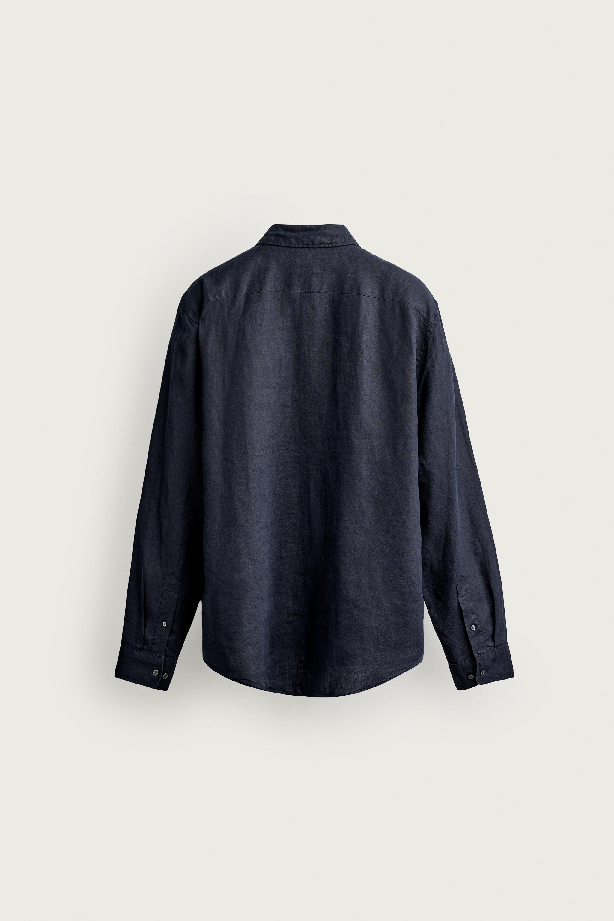 Zara %100 KETEN REGULAR FIT GÖMLEK görsel 8