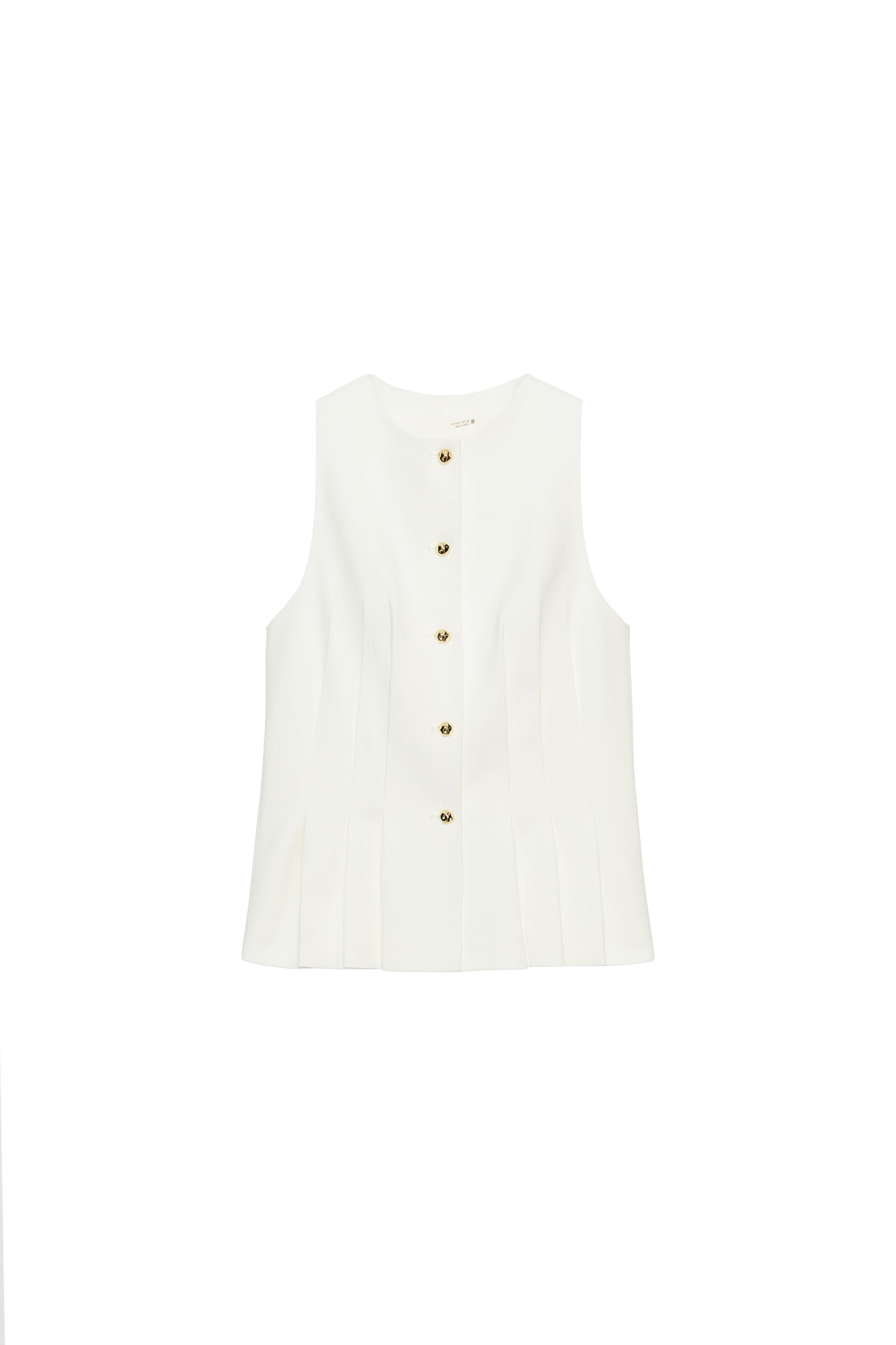PLEATED VEST - White | ZARA Canada