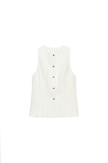 Zara PLEATED VEST - White