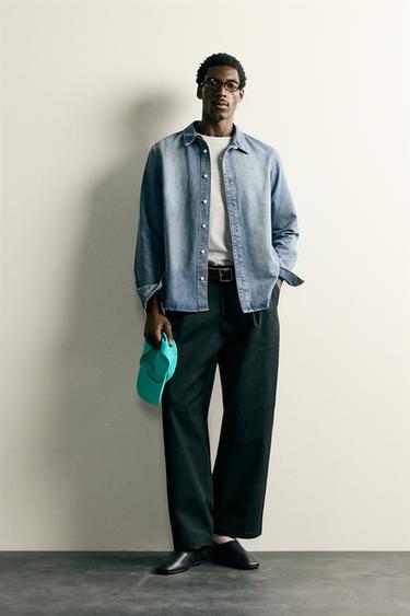 COTTON-LYOCELL DENIM OVERSHIRT - Mid-blue by Zara - Image 0