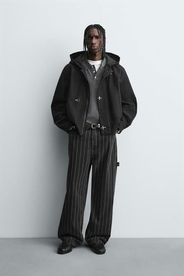 Zara PRUGASTE PANTALONE BALON KROJA – Crna – Slika 0