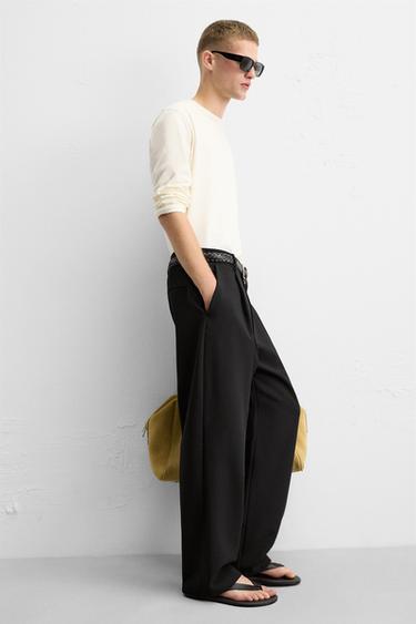 RELAXED FIT PLEATED TROUSERS - Black by Zara - Image 4