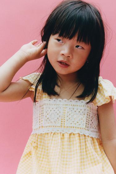 CROCHET GINGHAM DRESS - Yellow by Zara