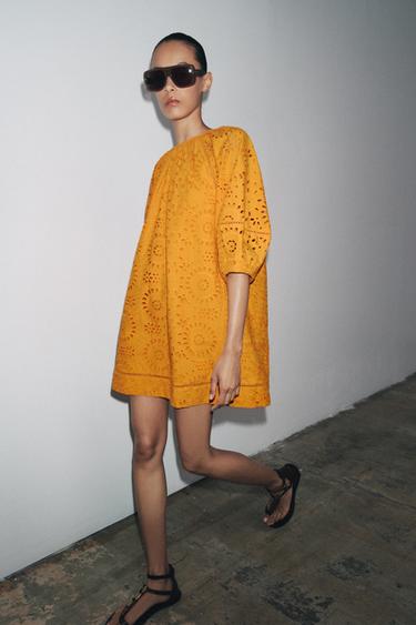 ZW COLLECTION EMBROIDERED SHORT DRESS - Tangerine by Zara - Image 0