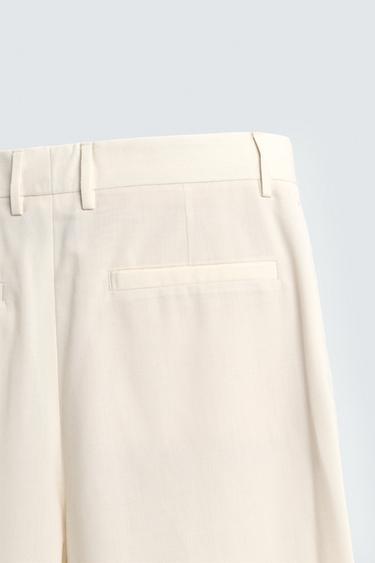 PANTALON PLIS AVEC LAINE - Écru de Zara - Image 8