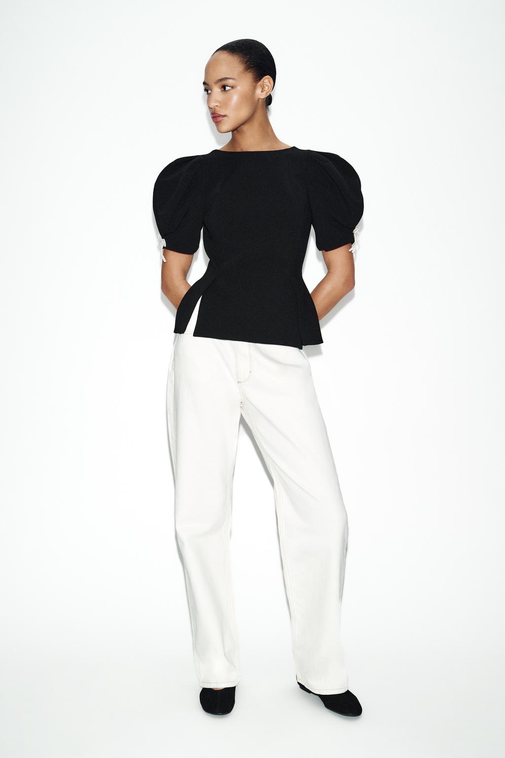 PEARL BOW BALLOON SLEEVE TOP - image 2