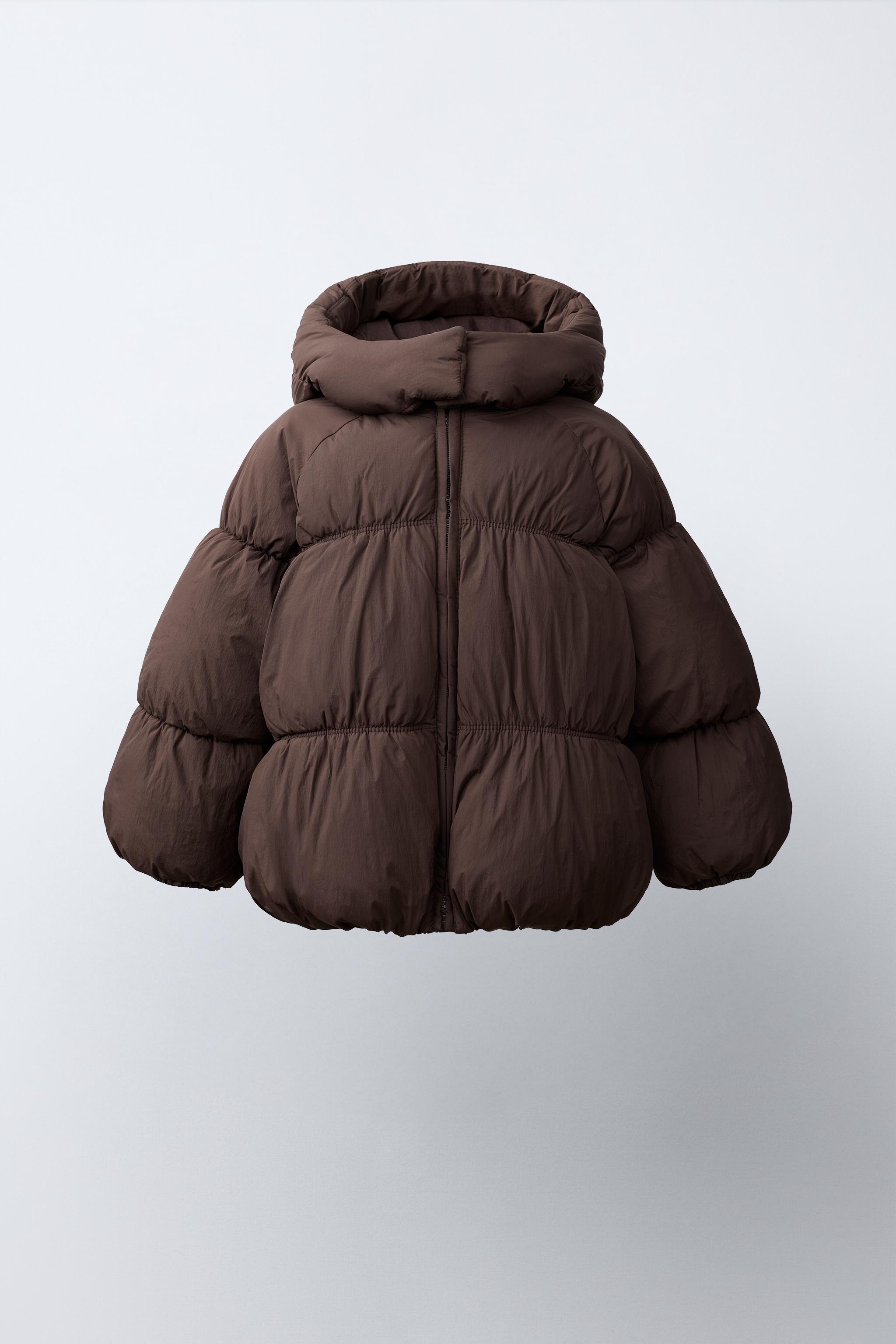 WATER REPELLENT PUFFER COAT — Brown (alternate view)