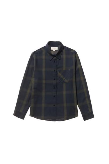 CAMISA CUADROS - Marino oscuro de Zara