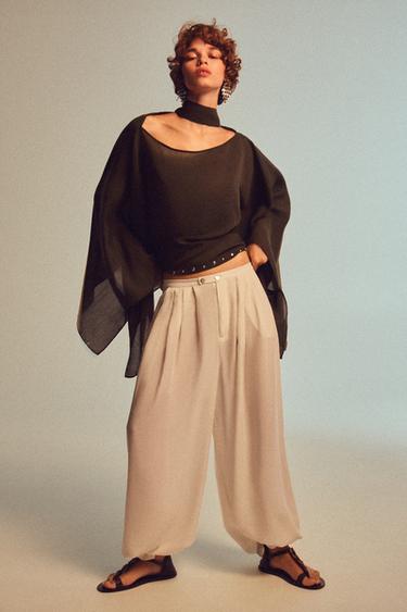 STUDDED SCARF CAPE - Brown by Zara - Image 0