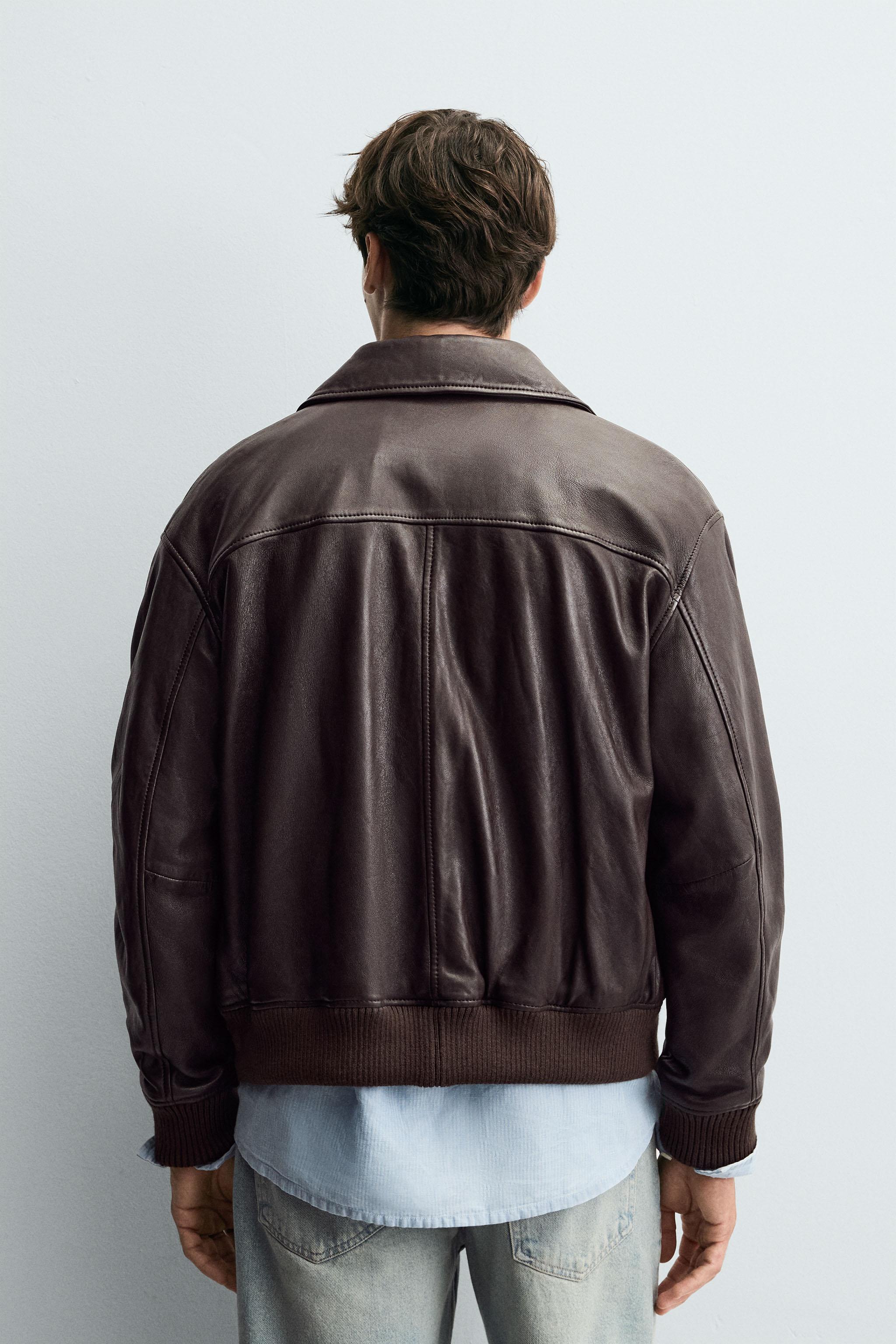 LEATHER POCKET JACKET - Brown | ZARA United States