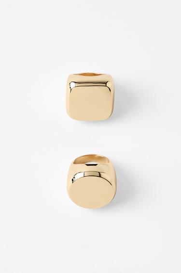 PACK OF GEOMETRIC RINGS - Golden by Zara