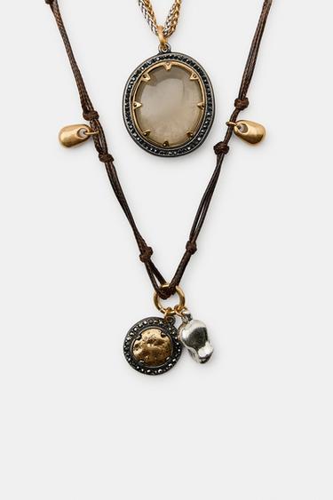 PACK 3 COLLARES PIEDRAS CHARMS - Oro / Plata de Zara