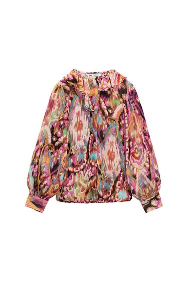 RUFFLED PRINT BLOUSE