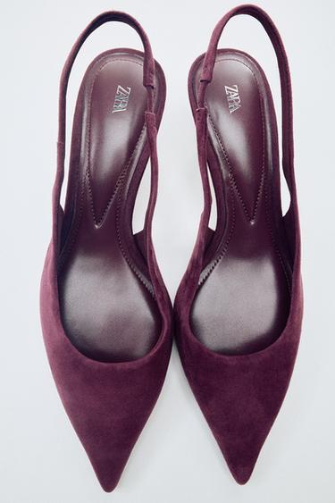 CHAUSSURES EN DAIM OUVERTES À L'ARRIÈRE - Violet de Zara