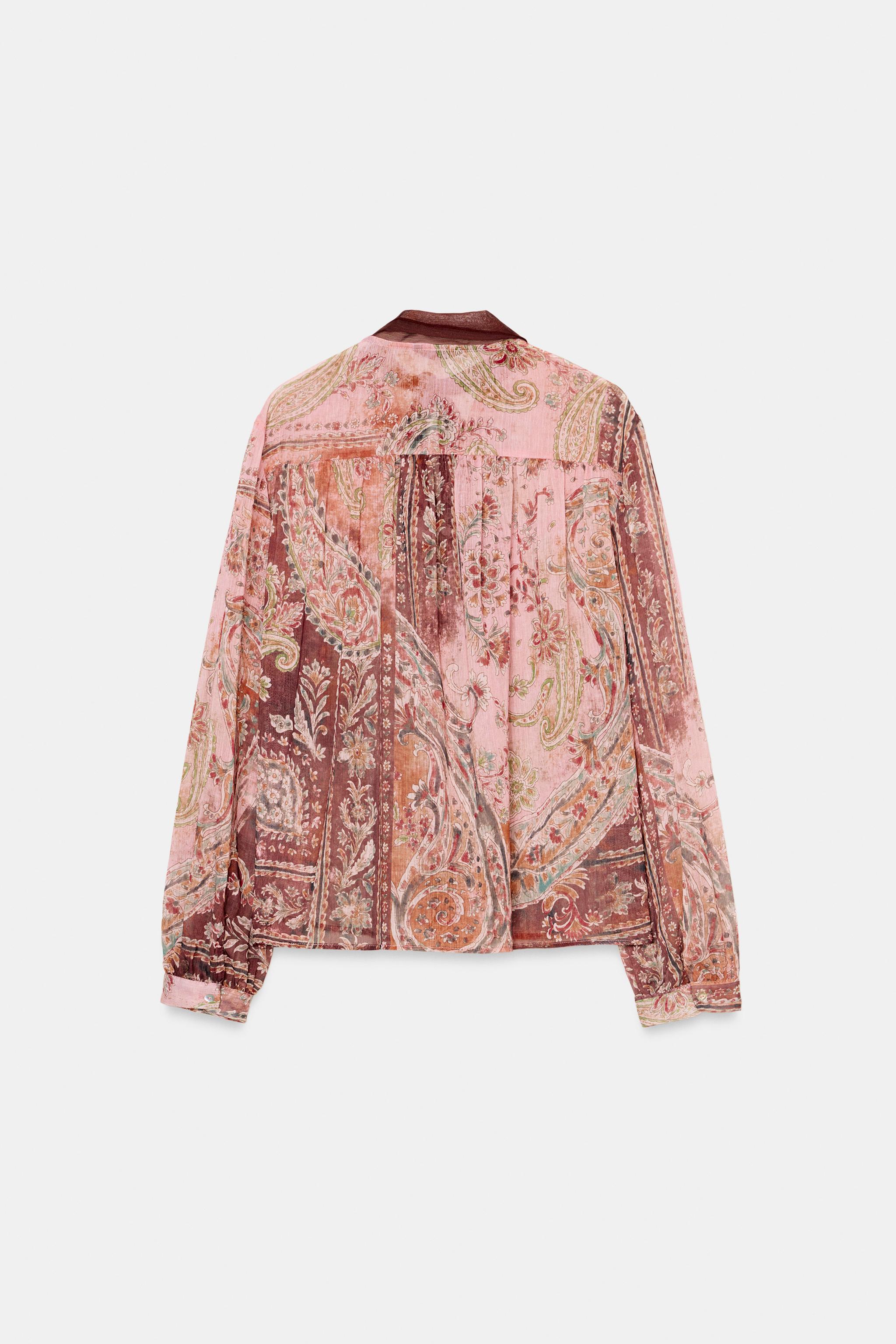 PRINTED TIE BLOUSE