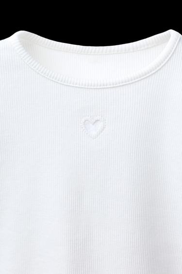 CAMISETA RIB CORAZÓN - Blanco de Zara
