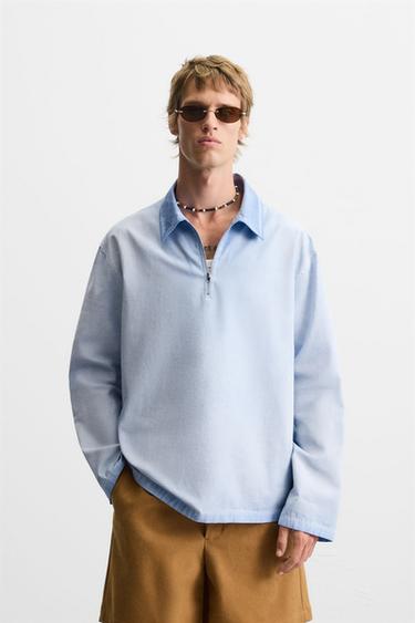 ПОЛО RELAXED FIT С ЭФФЕКТОМ СТИРКИ — СИНИЙ от Zara