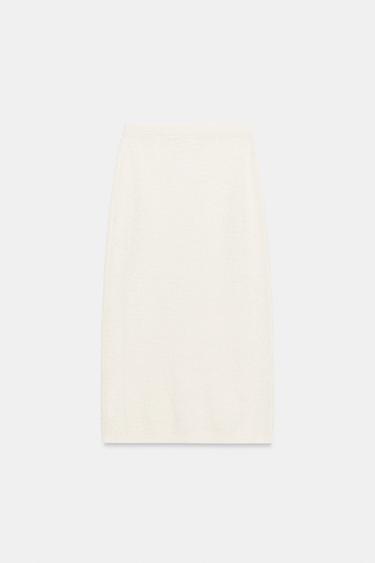 STRUCTURED KNIT PENCIL SKIRT - Ecru by Zara - Image 5