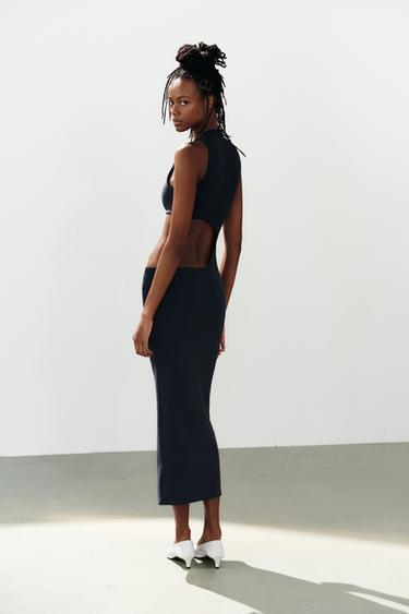 ROBE MI-LONGUE OUVERTURE STRETCH - Bleu de Zara - Image 5