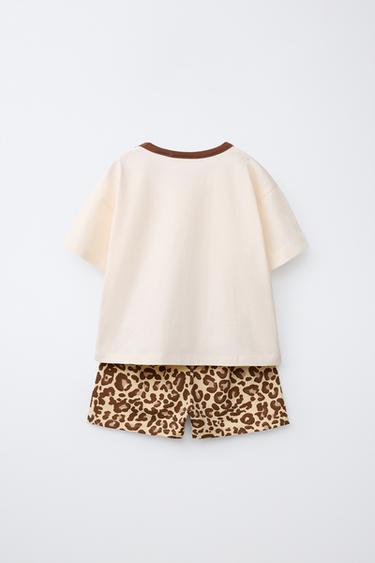 ZEBRA PRINT T-SHIRT AND BERMUDA SHORTS SET - Ecru by Zara - Image 1