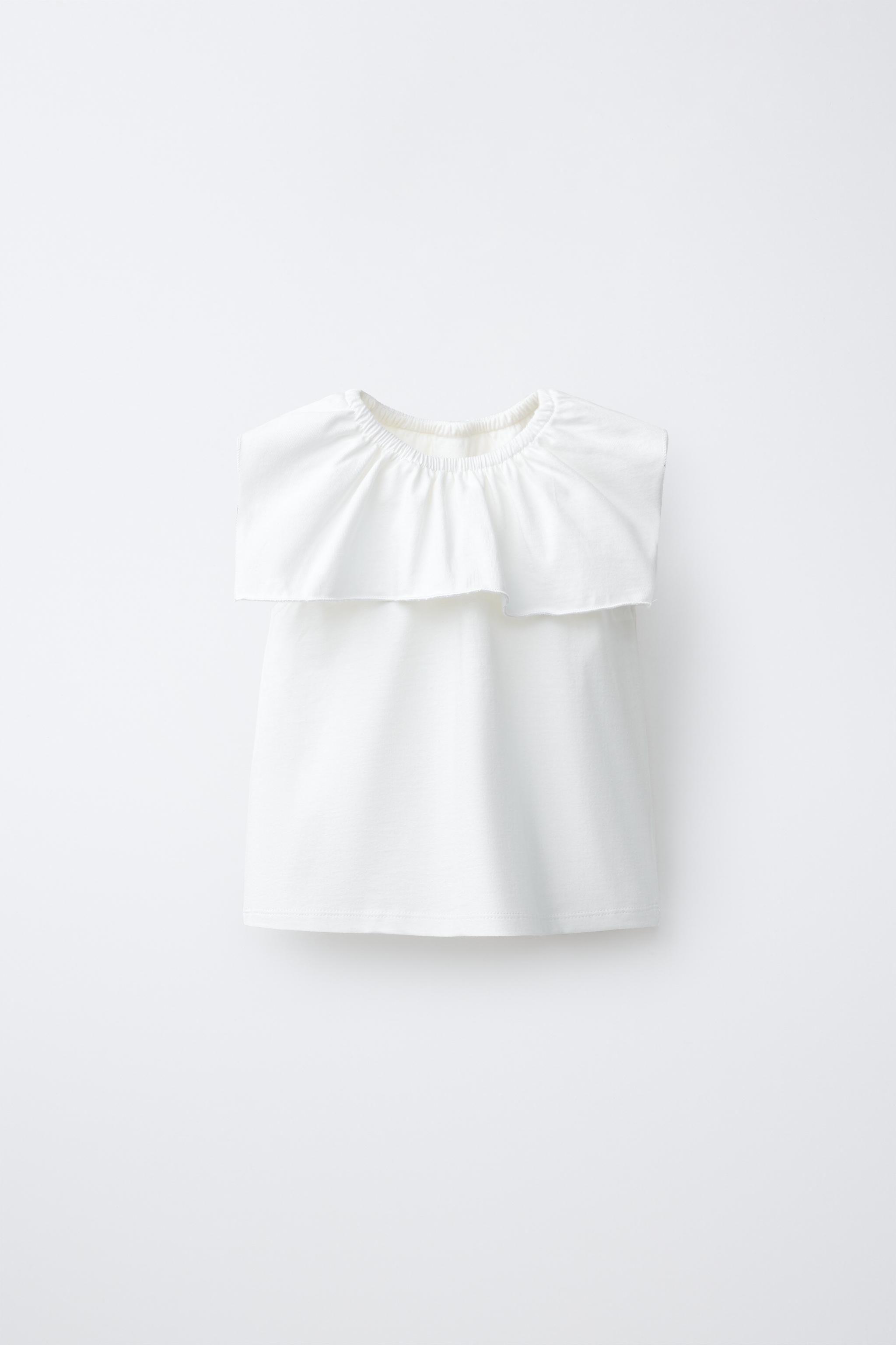 フリルトリムTシャツ - ホワイト | ZARA Japan / 日本