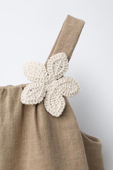 COMBINAISON 100% LIN À FLEURS ET DENTELLE - Vison de Zara - Image 2