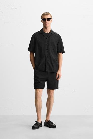 CALÇÕES BERMUDA JACQUARD GEOMÉTRICO - Preto da Zara