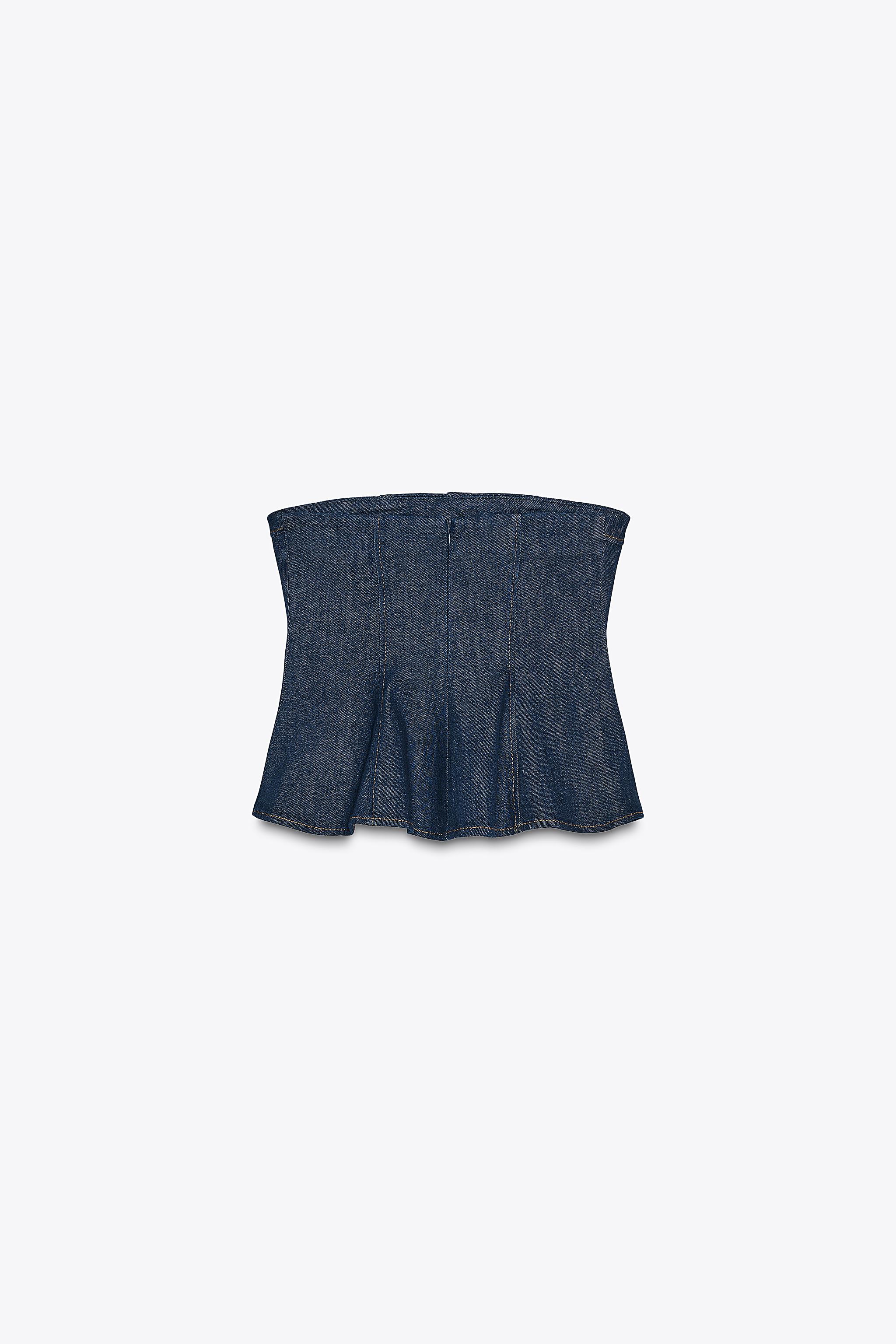 Z1975 DENIM PEPLUM TOP - Indigo | ZARA India