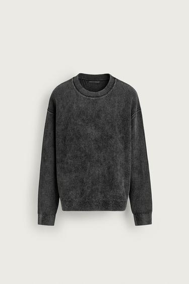JERSEY ESTRUCTURA CANALÉ LAVADO - Negro de Zara