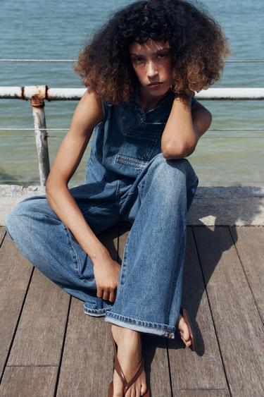Z1975 DENIM TOP WITH FROG FASTENING - Mid-blue by Zara
