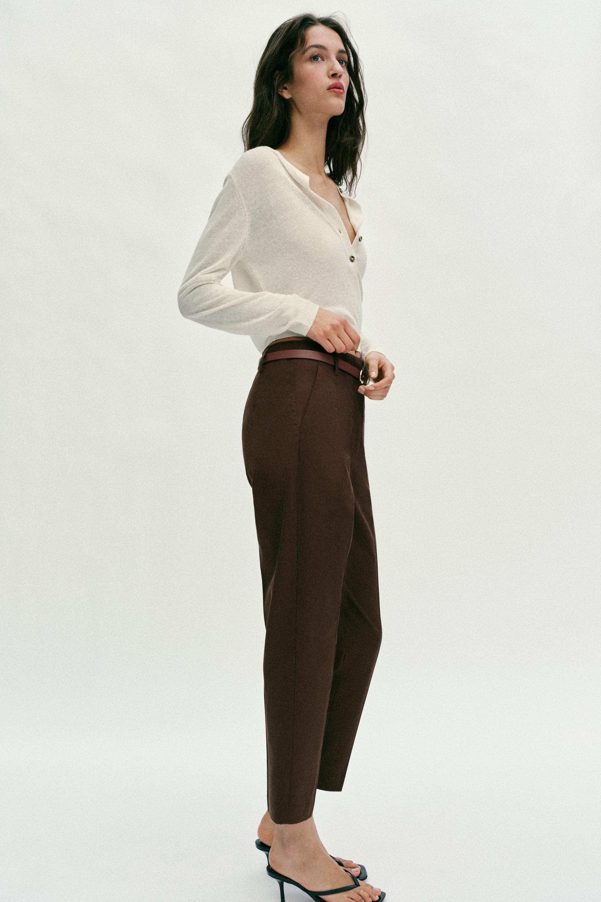 HIGH-WAISTED BELTED PANTS