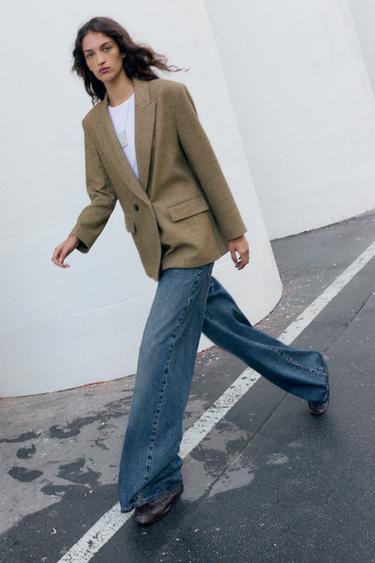 VESTE OVERSIZE CROISÉE À CARREAUX - Verts de Zara - Image 6