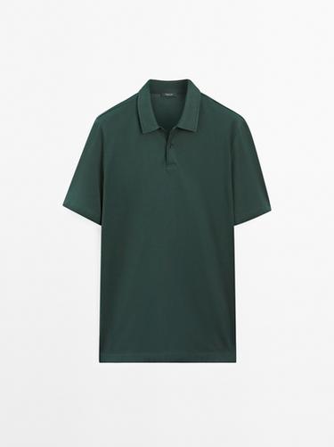 Zara Slim fit cotton blend polo shirt - Bottle green
