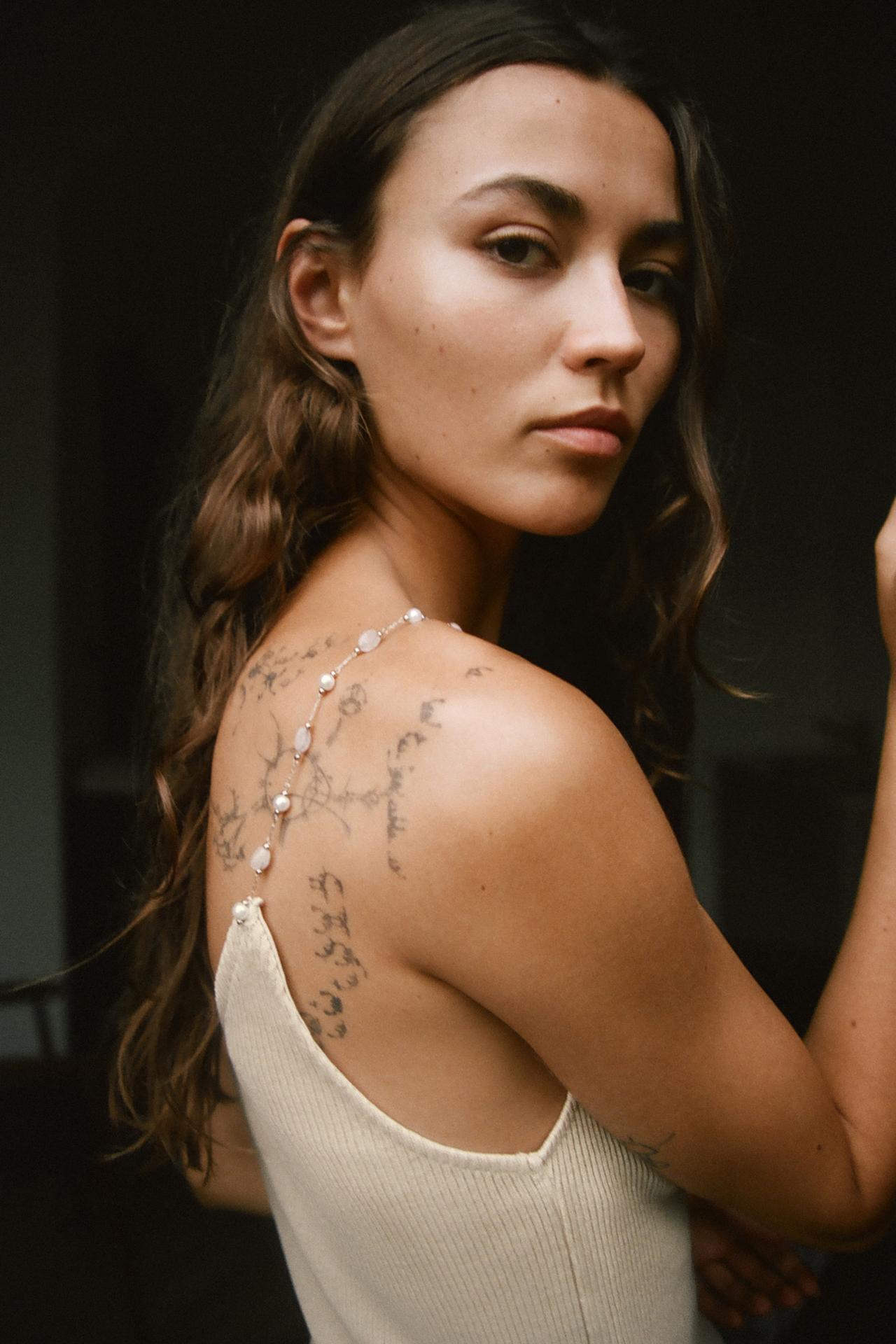 BEADED RIB TOP — Pale pink