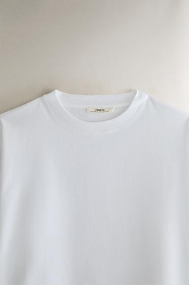 LONG SLEEVE COTTON JERSEY T-SHIRT - White by Zara - Image 1