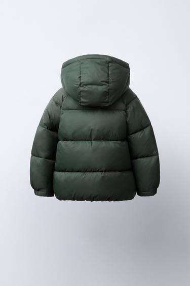 PATCH HOODED PUFFER COAT - Khaki by Zara - Image 3