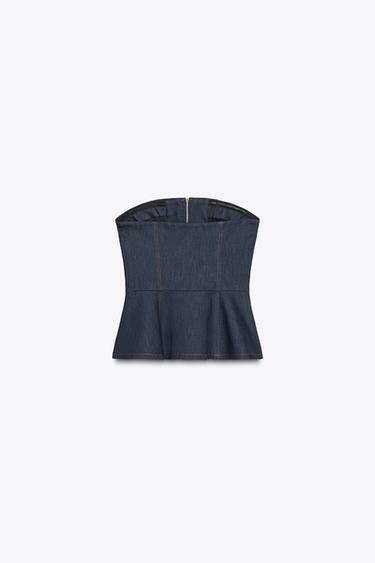 TOP Z1975 BUSTIER DENIM - Indigo de Zara - Image 6