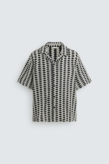 Zara CONTRAST JACQUARD SHIRT - Ecru - Image 0