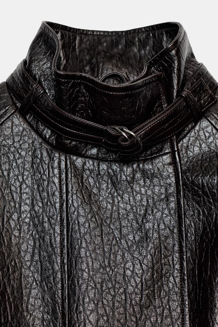 Chaqueta con cinturón efecto cuero 5
