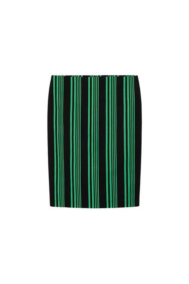 Zara STRIPED STRAIGHT SKIRT LIMITED EDITION - Black / Green - Image 0