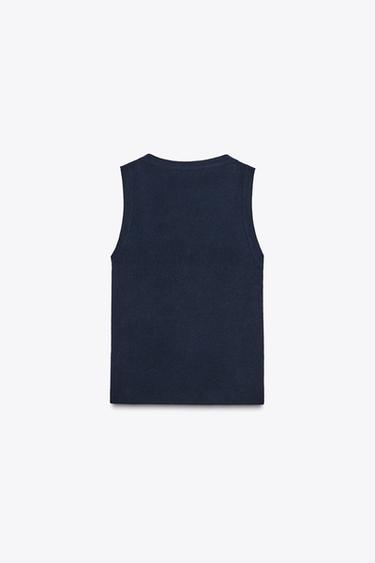 TOP BASIQUE EN MAILLE - Bleu marine de Zara - Image 6