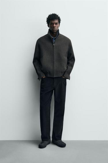 SYNTHETIC WOOL JACKET WITH ZIP - Grey by Zara