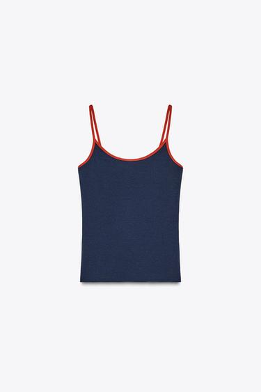 CONTRAST STRAP VEST TOP - red/navy by Zara