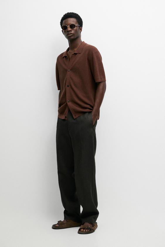Polo en maille de lin à col chemise -  de Zara - Image 0