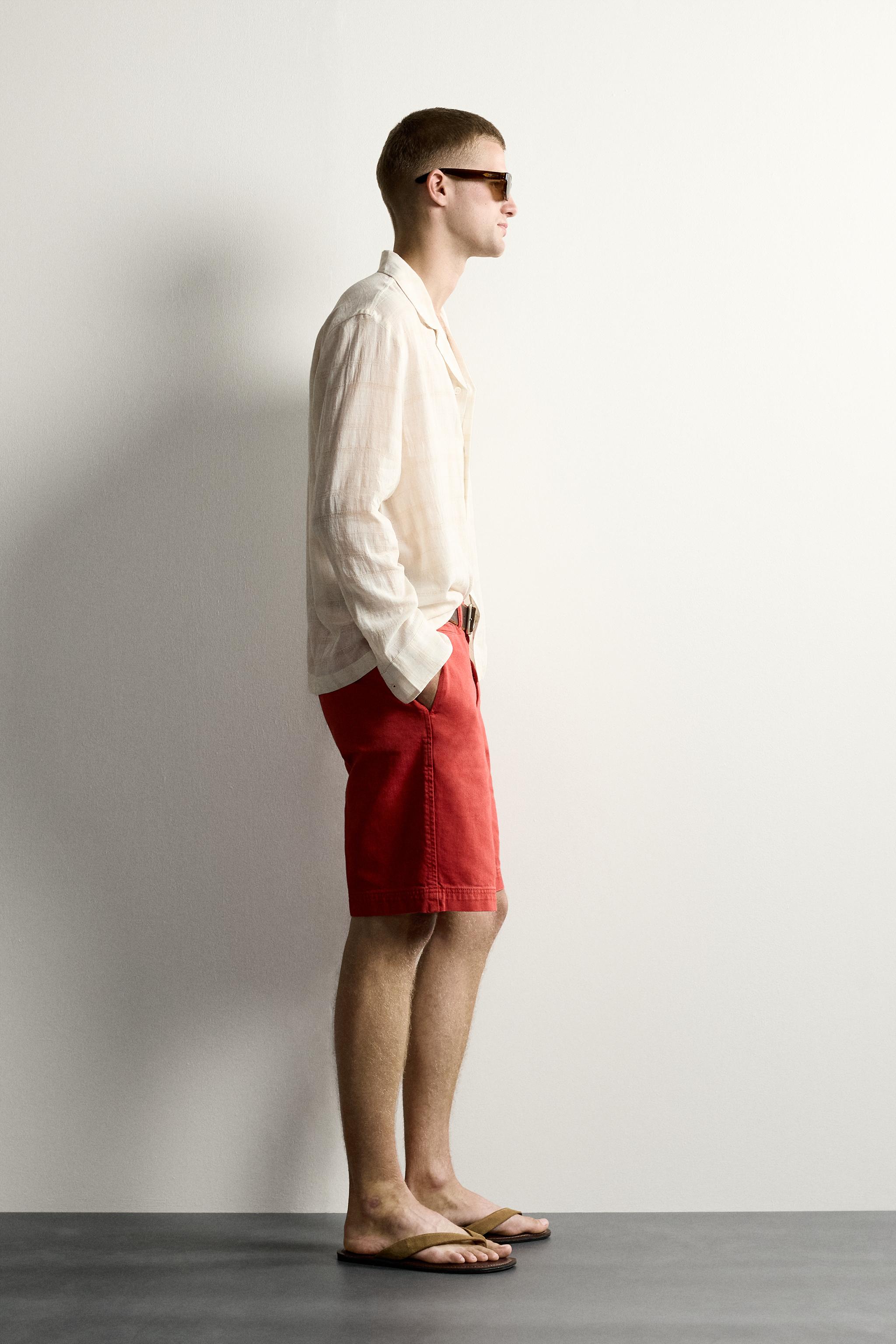 RELAXED FIT COTTON-LINEN JACQUARD SHIRT
