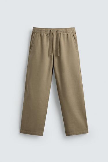 TEXTURED RELAXED FIT TROUSERS - camel by Zara